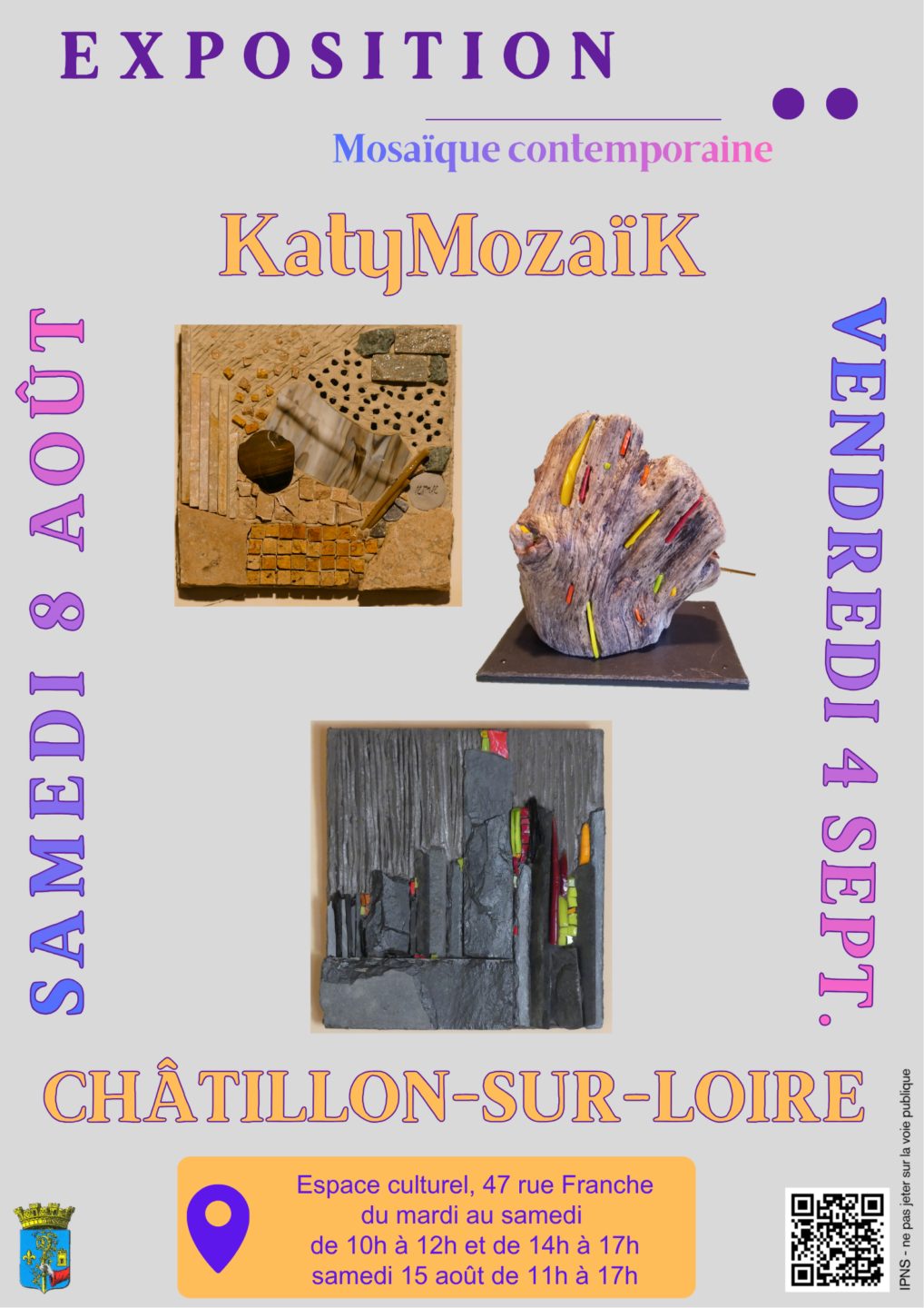 Exposition de mosaïque contemporaine de KatyMozaïK  Châtillon-sur-Loire