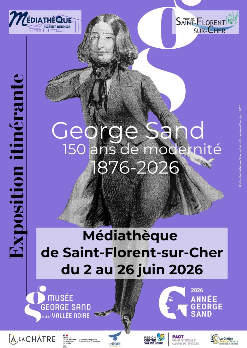 Exposition George Sand 150 ans de modernité à la Médiathèque de Saint-Florent-sur-Cher Saint-Florent-sur-Cher