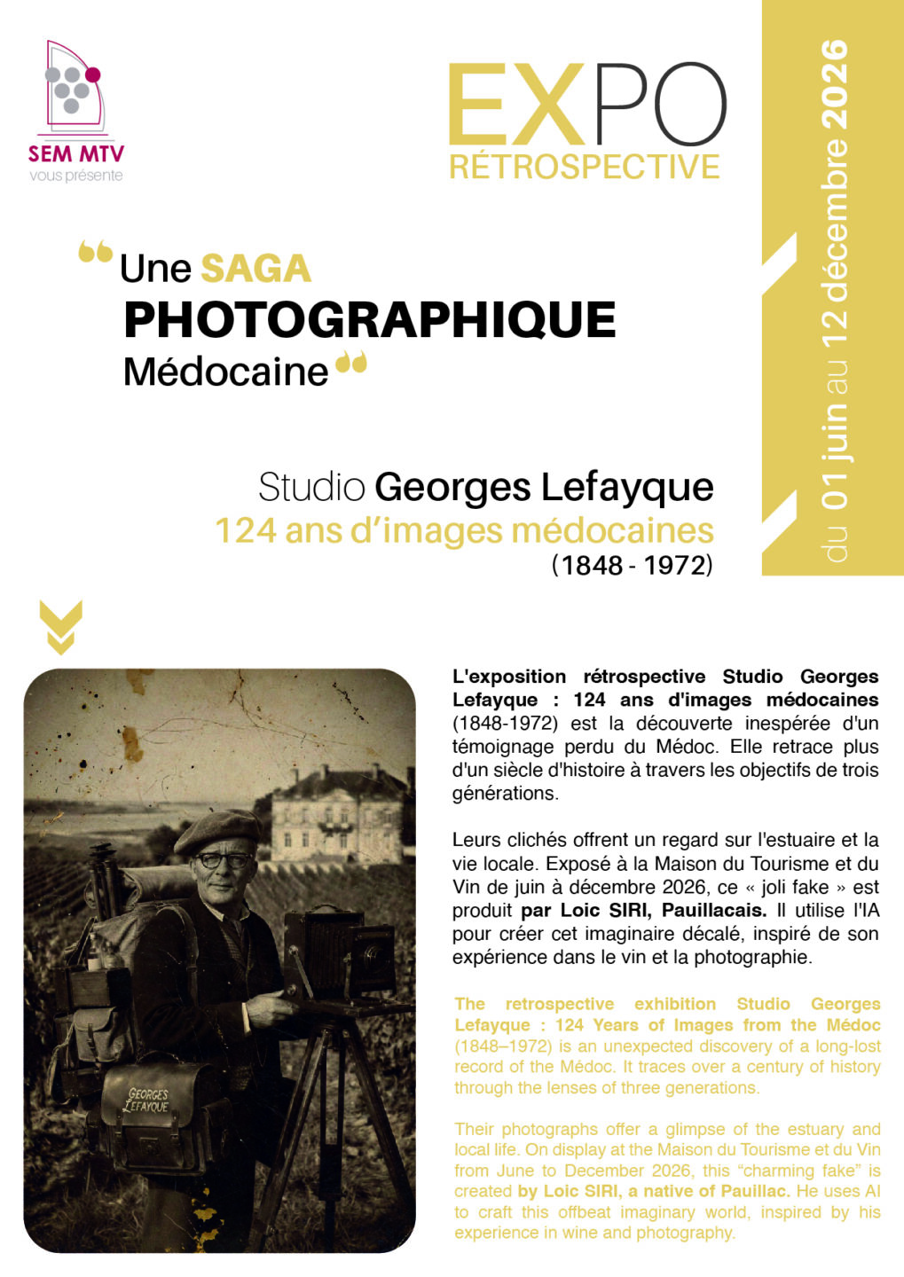 Exposition rétrospective Studio Georges Lefayque Maison du Tourisme et du Vin Pauillac