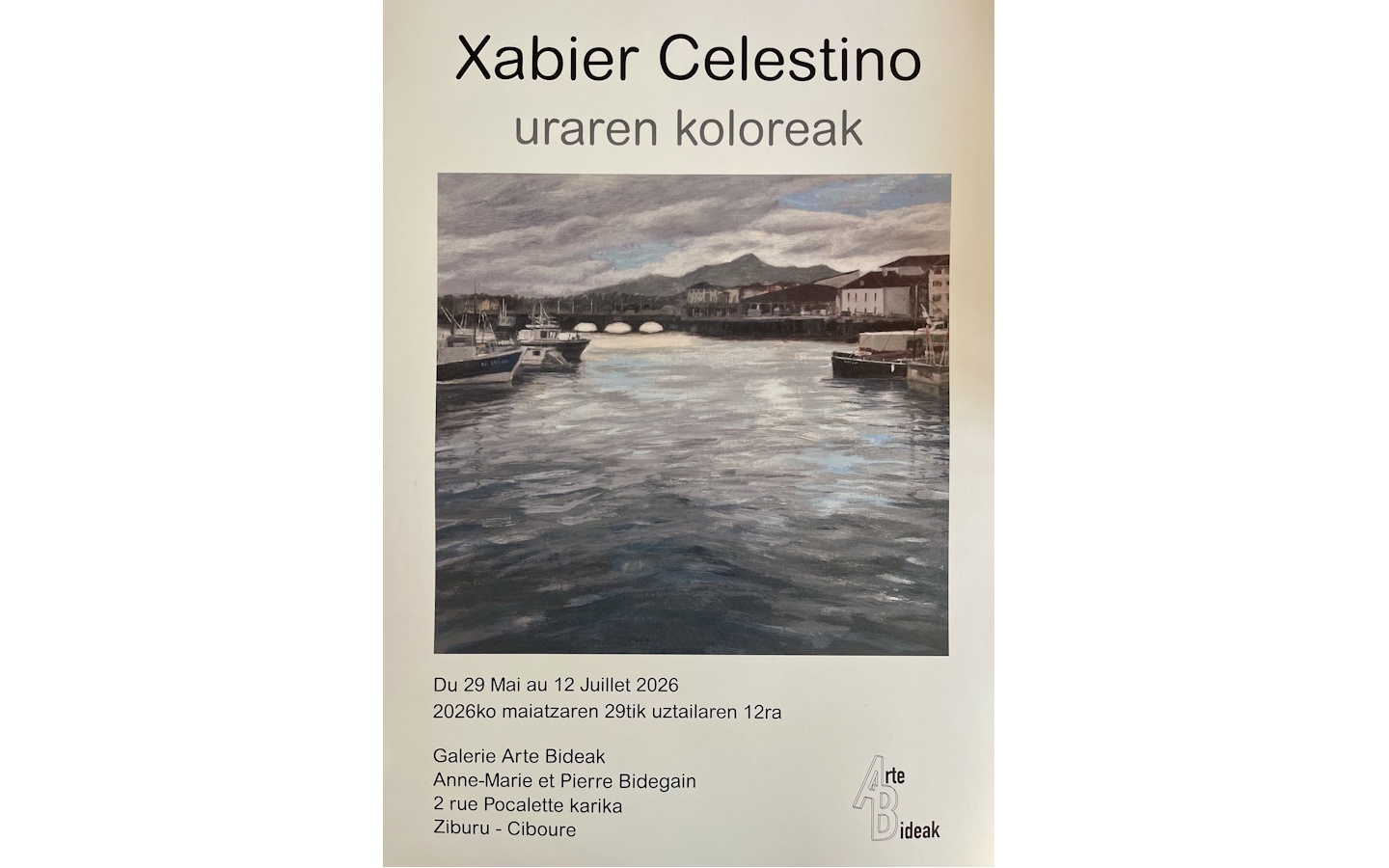 Exposition Uraren koloreak de Xabier Celestino Galerie Arte Bideak Ciboure