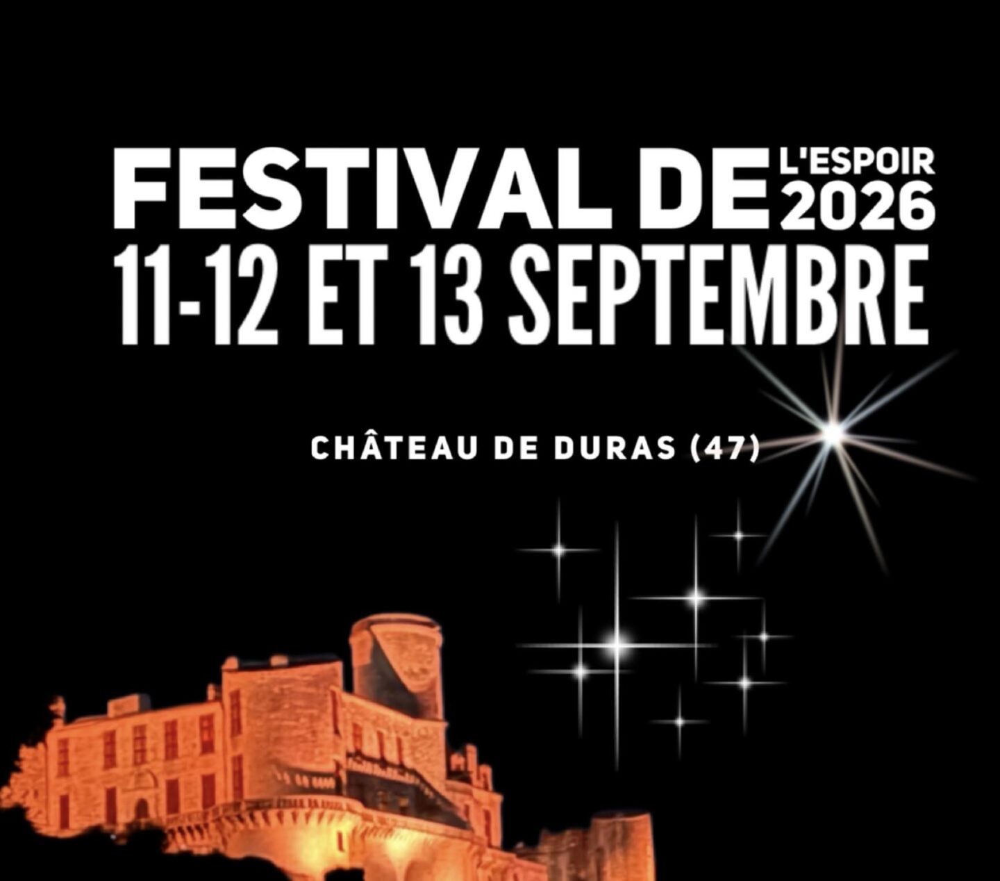 Festival de l'espoir Concerts et spectacles tout public au profit des récoltes de l'Espoir Jardins du Chateau Duras 2026-09-11
