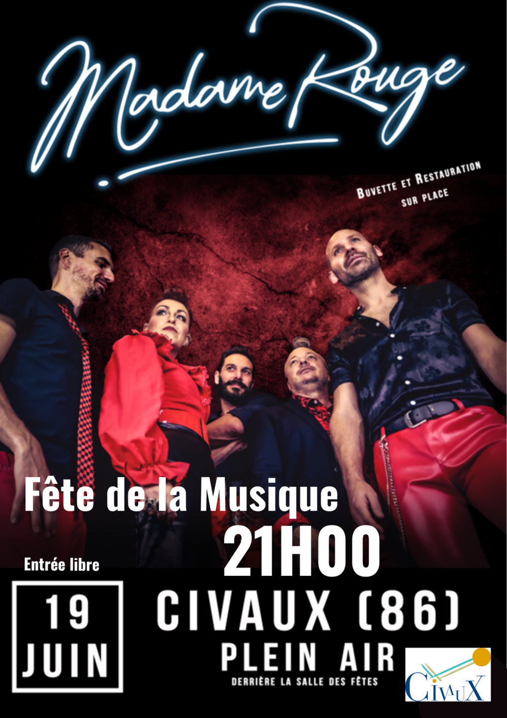 Fête de la Musique Place de Gomelange Civaux 2026-06-19