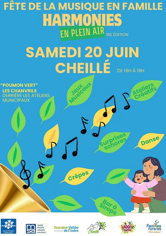 Fête de la musique en famille Harmonies en plein air Cheillé 2026-06-20