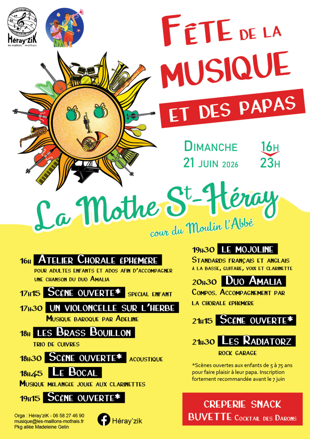 Fête de la musique et des papas Cour du Moulin l&rsquo;Abbé La Mothe-Saint-Héray