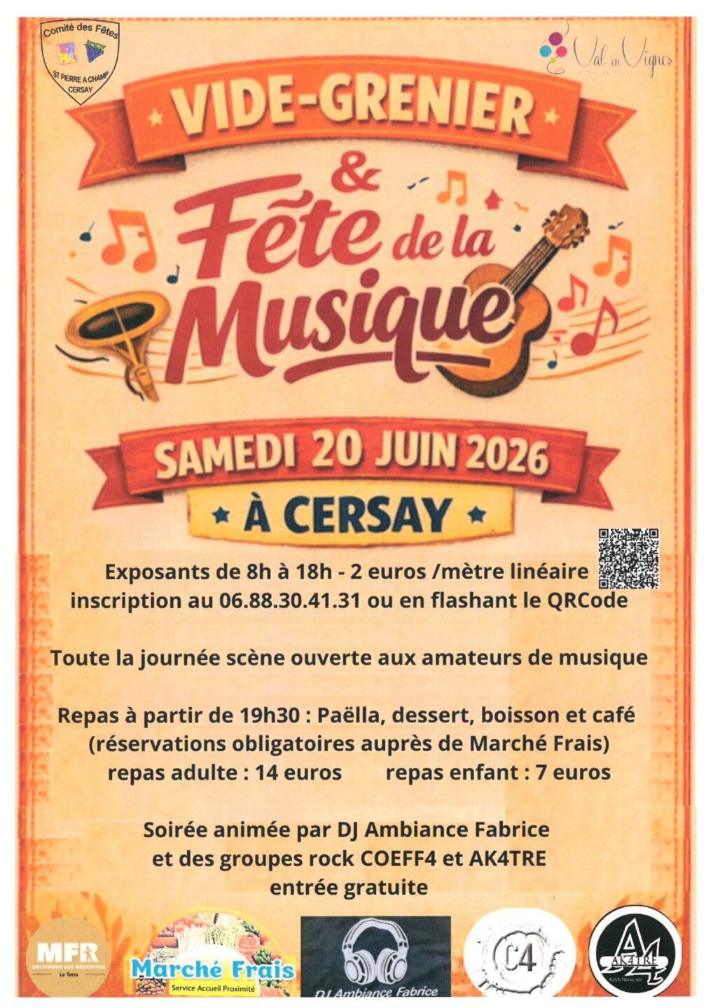 Fête de la musique et vide grenier à Cersay Place Saint-Hilaire Val en Vignes 2026-06-20