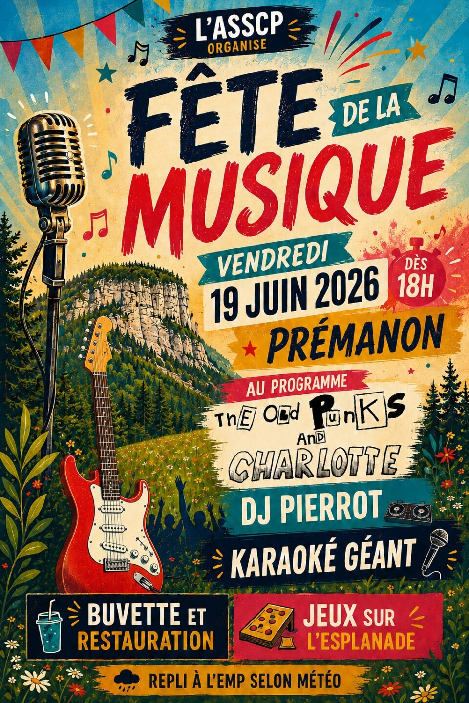 Fête de la musique Place du village Prémanon 2026-06-19