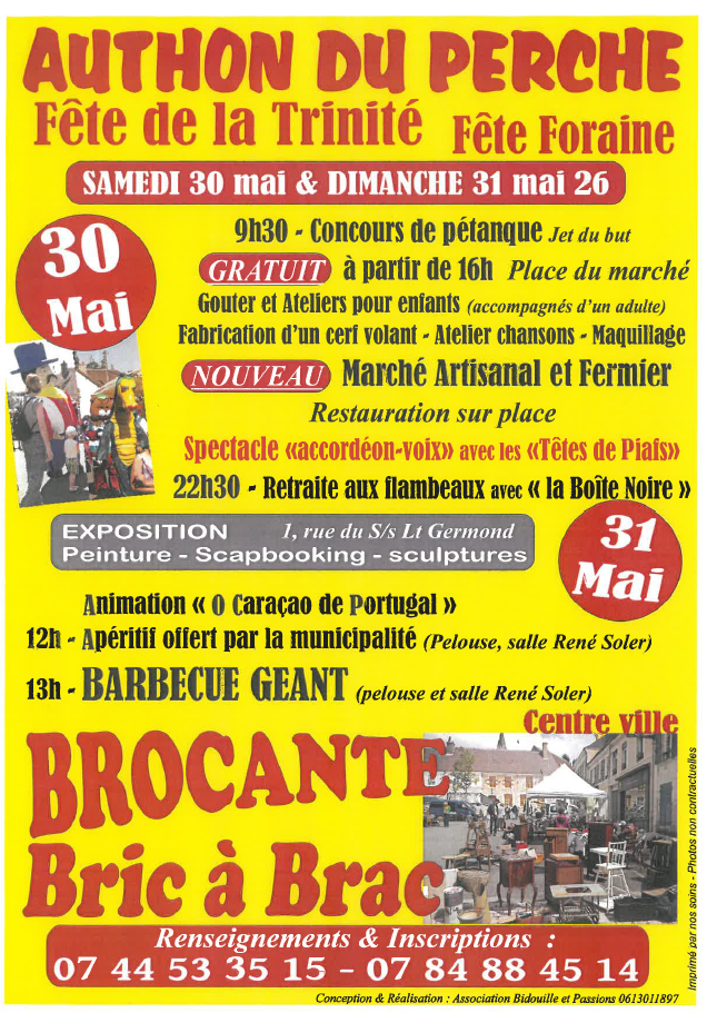 Fête de la Trinité & Fête foraine 2026 Place du Marché Authon-du-Perche 2026-05-30