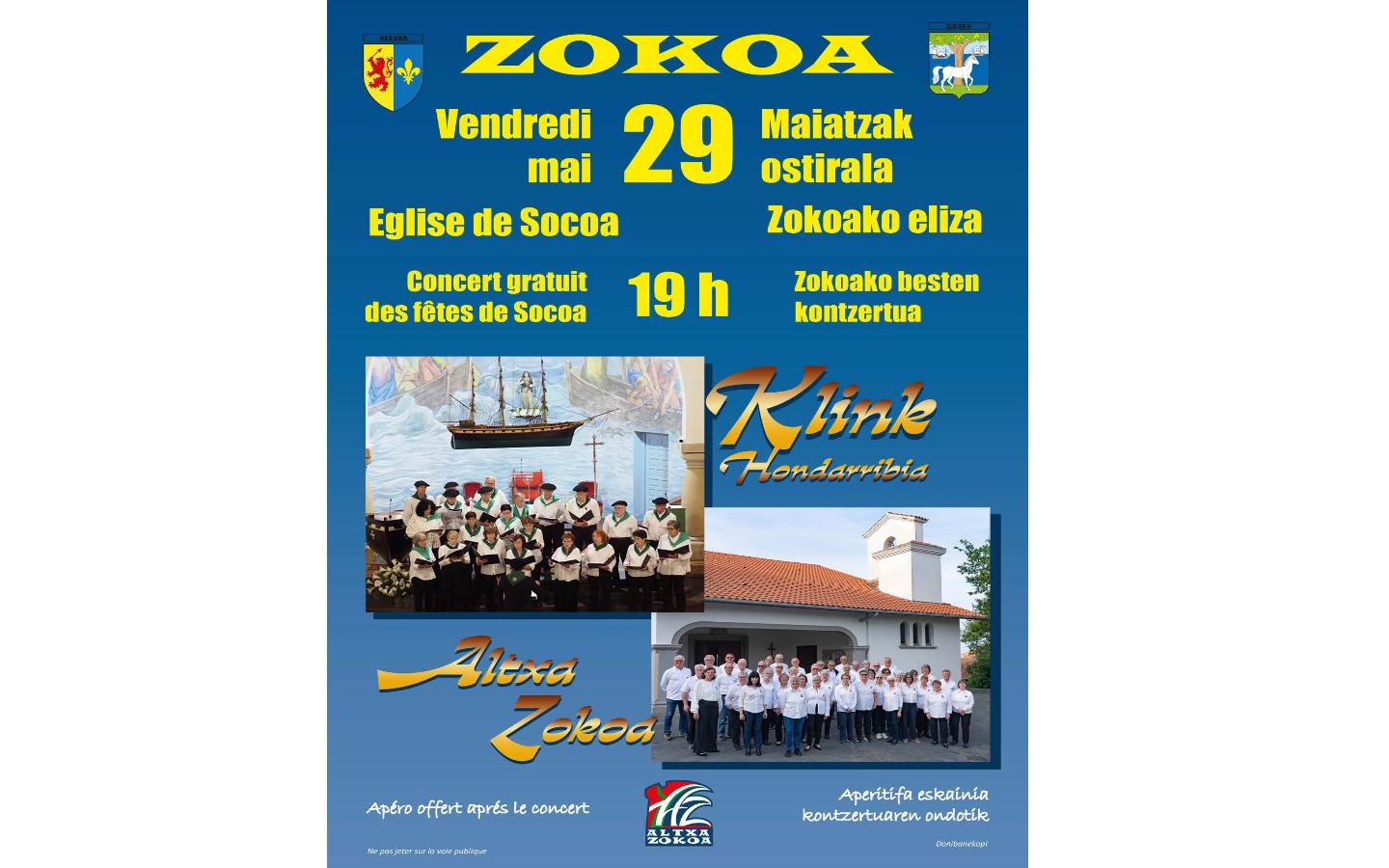Fête de Socoa: Concert de chants basques, Altxa Socoa Eglise de Socoa Urrugne