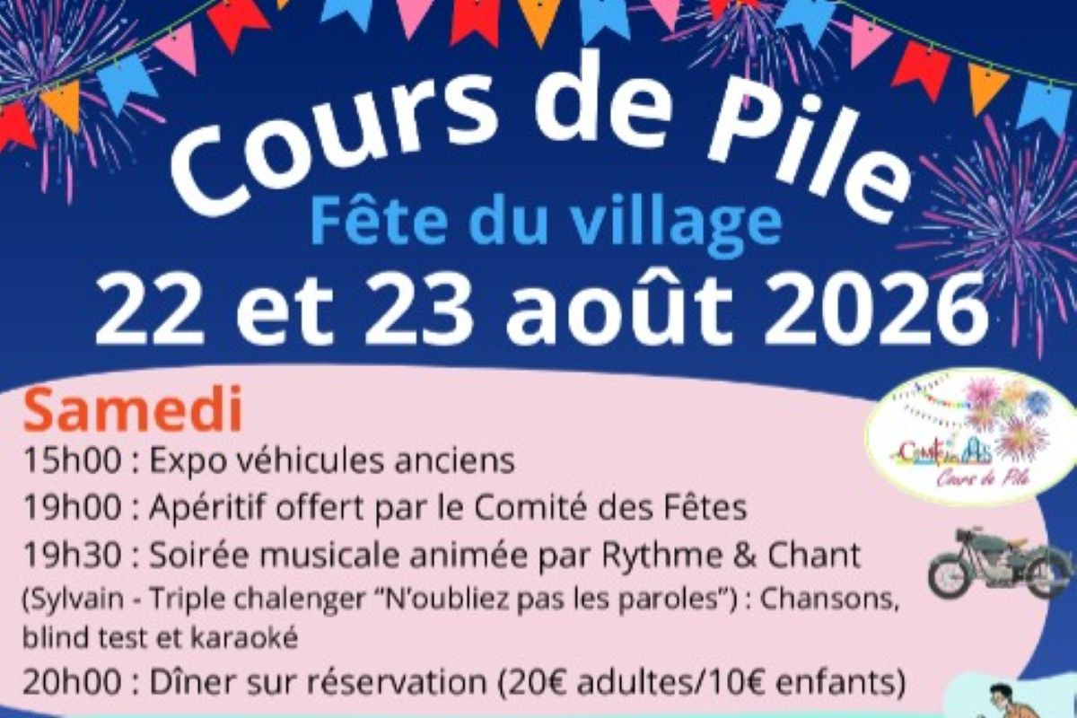 Fête de village Place du village Cours-de-Pile 2026-08-23