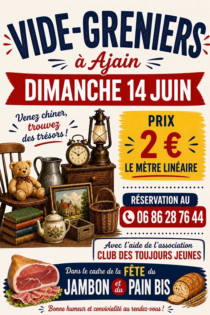 Fête du jambon et du pain bis et vide-grenier Ajain 2026-06-14