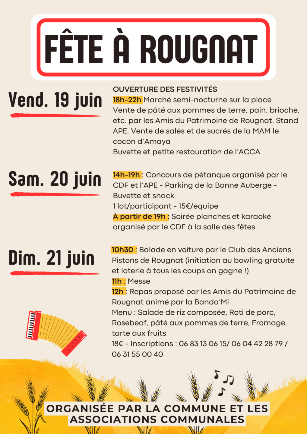 Fête (patronale) à Rougnat Le bourg Rougnat 2026-06-19
