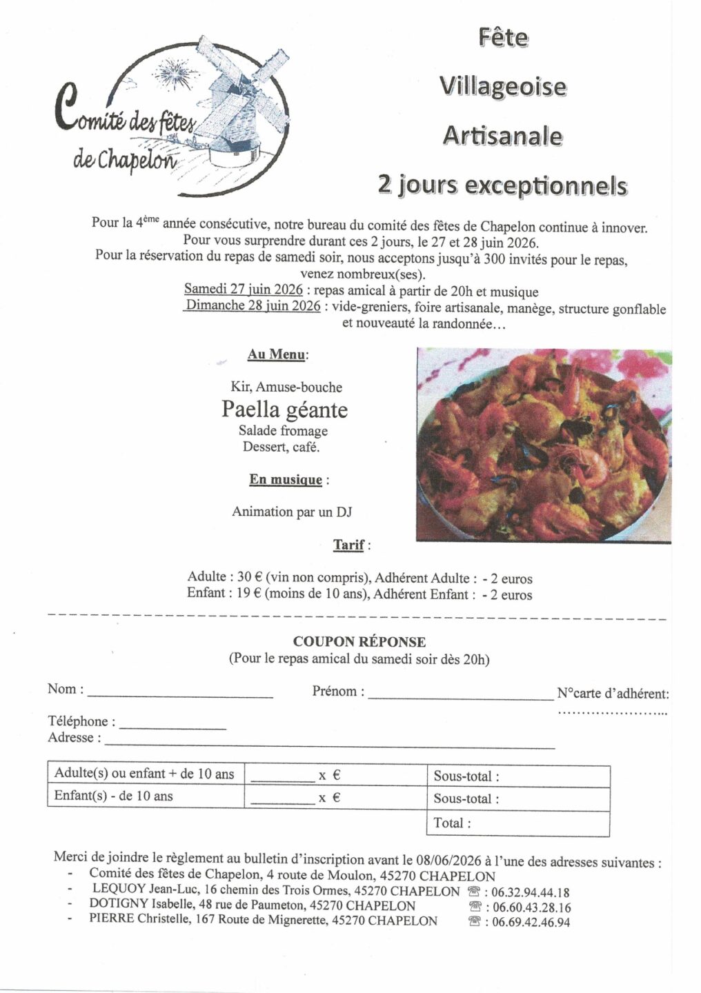 fête villageoise artisanale repas Chapelon