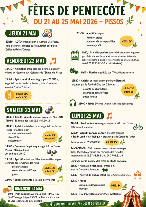 Fêtes de Pentecôte PISSOS Pissos 2026-05-21