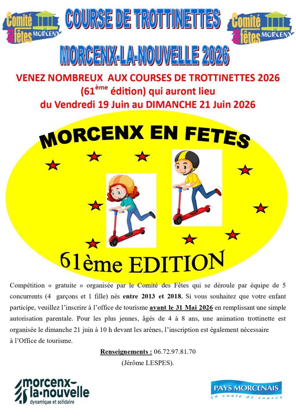 Fêtes locales Morcenx-la-Nouvelle Course de trottinettes 2026  Morcenx-la-Nouvelle 2026-06-19