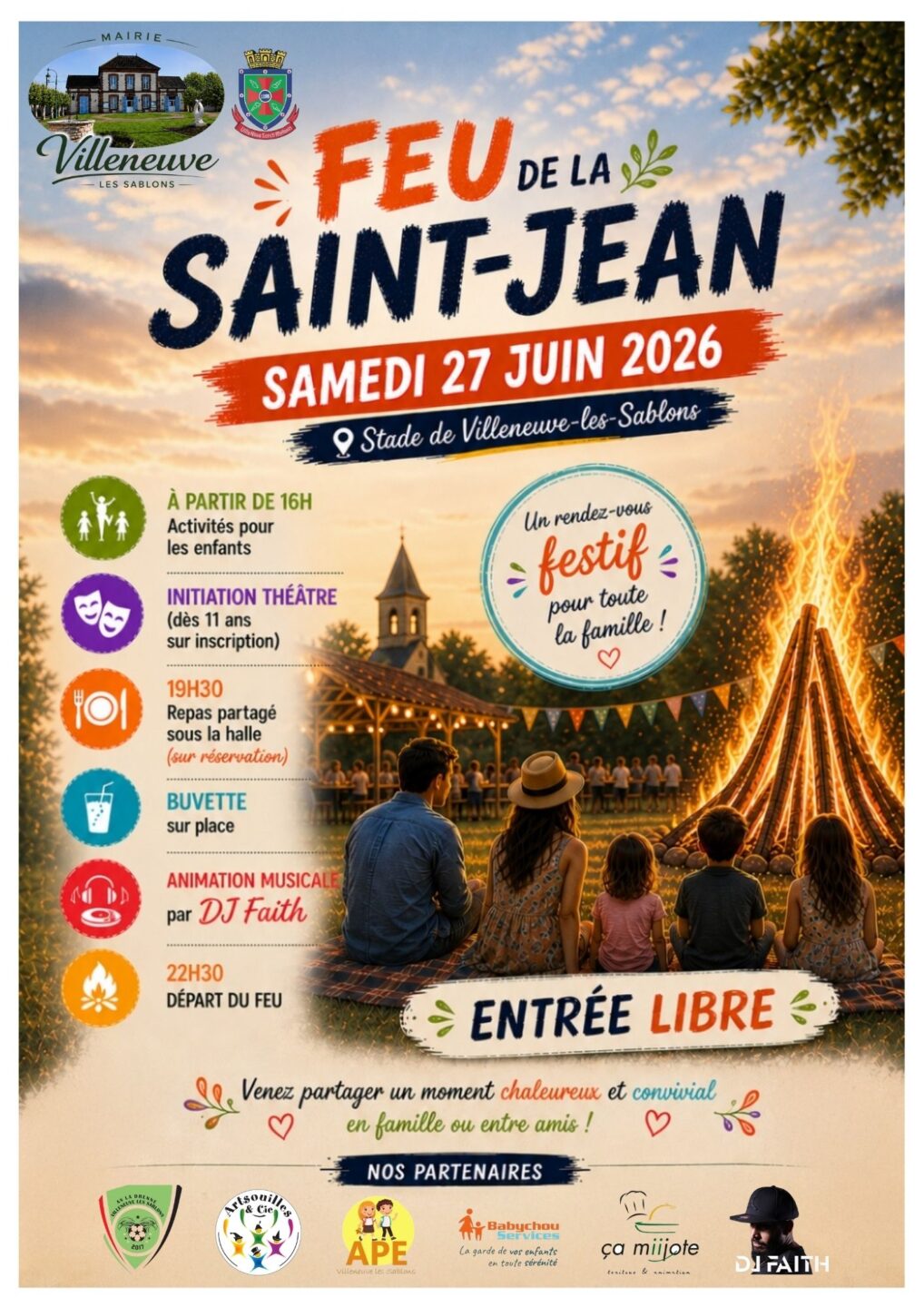 Feu de la Saint- Jean 27 juin 2026 24 rue de la mairie Villeneuve-les-Sablons 2026-06-27