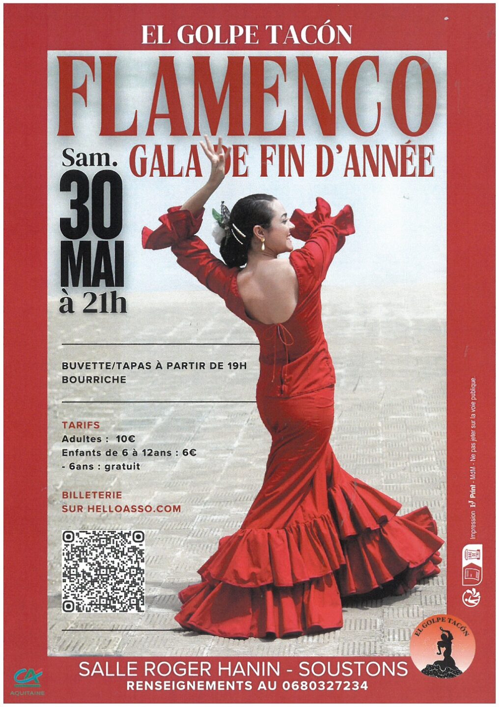 Flamenco Gala de fin d'année Espace culturel Roger Hanin Soustons 2026-05-30