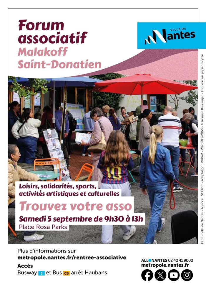 Forum des associations du quartier Malakoff–Saint-Donatien Place Rosa Parks Nantes