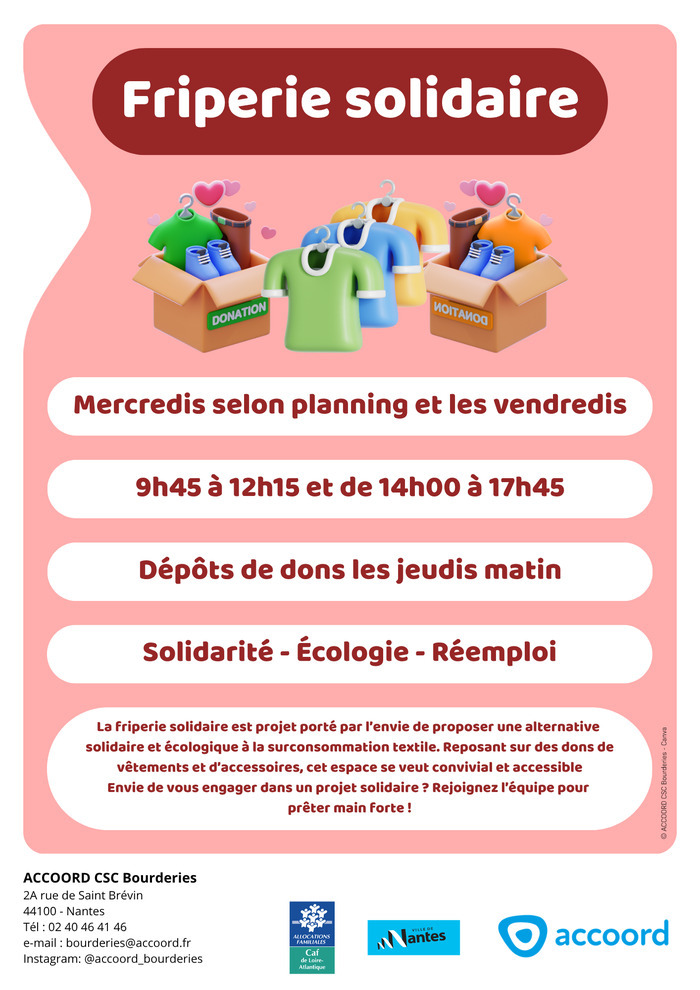 Friperie solidaire des Bourderies Centre socioculturel des Bourderies