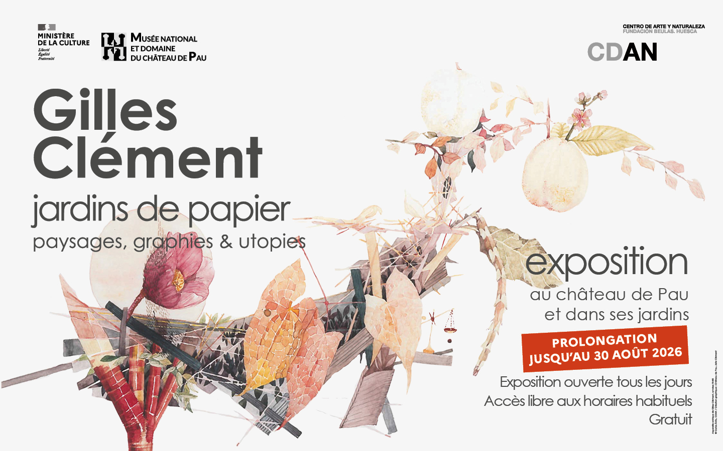 Gilles Clément Jardins de papier- Prolongation Musée National du château de Pau Pau 2026-06-15