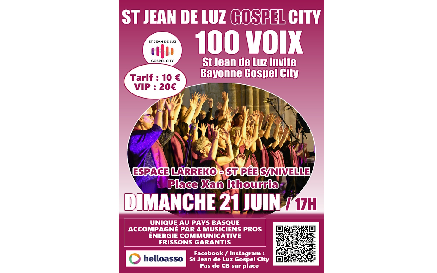 Grand concert avec Saint-Jean-de-Luz Gospel City Place Xan Ithourria Saint-Pée-sur-Nivelle