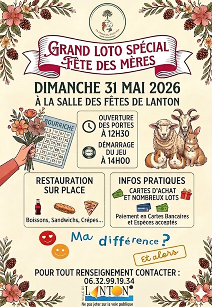 Grand Loto Spécial Fêtes des Mères Centre d’animation de Lanton Lanton