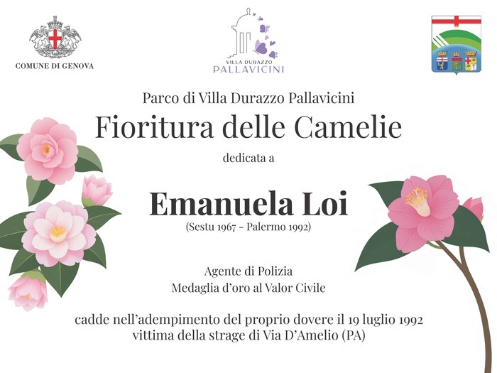 Inauguration d’une nouvelle plaque commémorative dédiée à Emanuela Loi - Agent de police médaille d’or au courage civil Villa Durazzo Pallavicini Genova