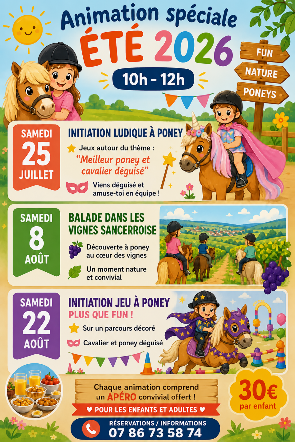 Initiation poney Vacances Juillet et Aout Thauvenay