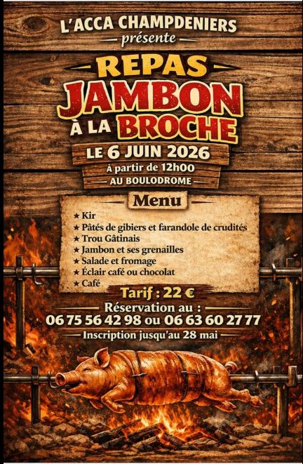 Jambon à la broche Boulodrome Champdeniers 2026-06-06