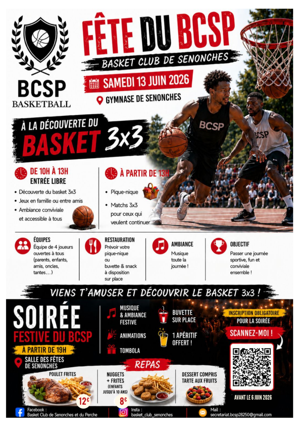 Journée Basket en 3x3 Soirée du club Avenue de Badouleau Senonches 2026-06-13