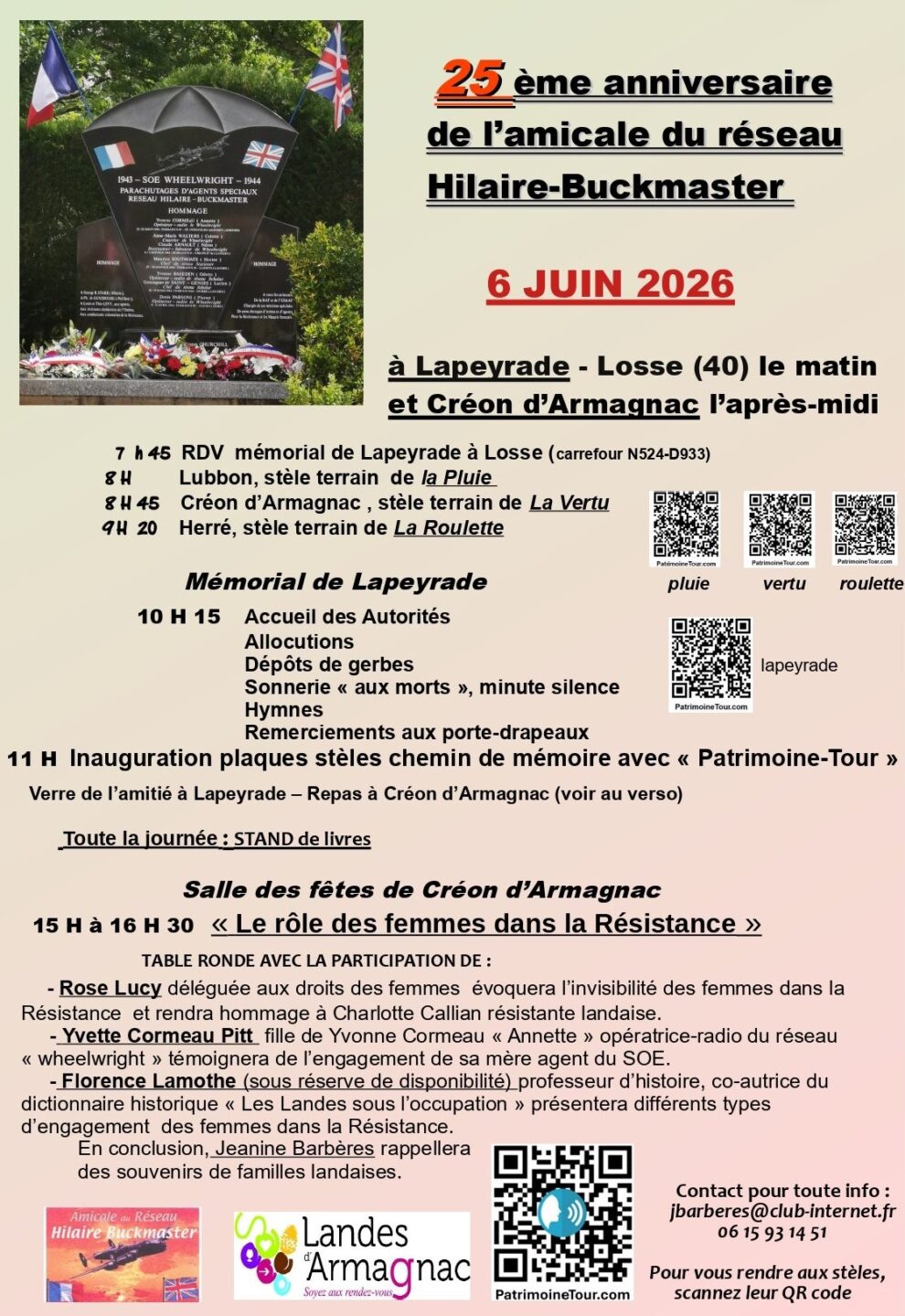 Journée de commémoration de la Résistance Lapeyrade Losse 2026-06-06
