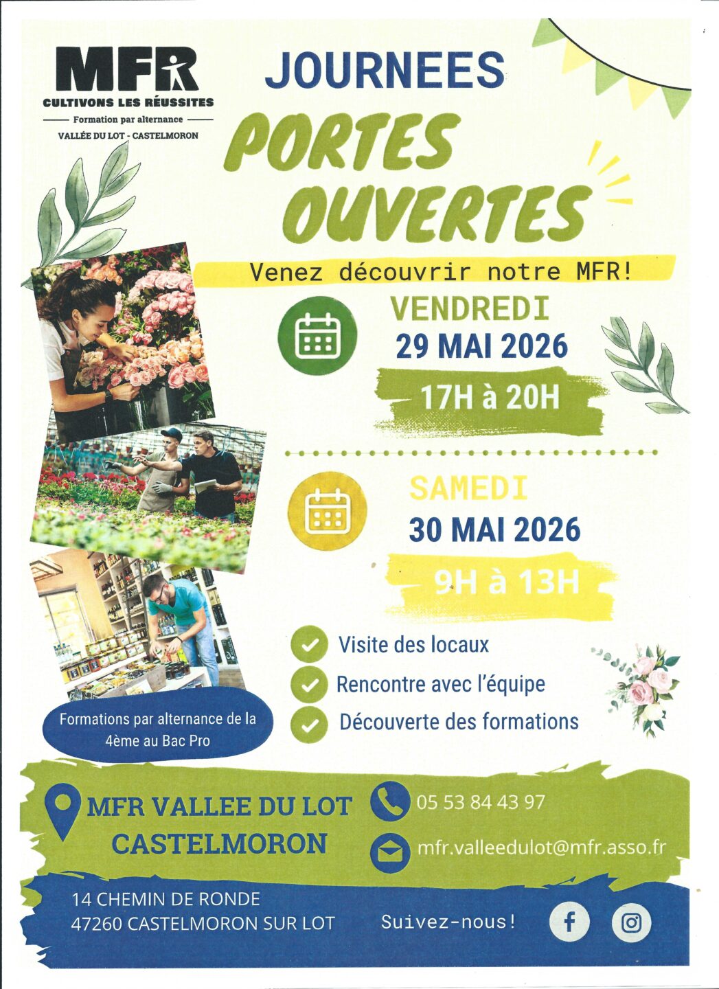 Journées Portes ouvertes MFR Vallée du Lot MFR Vallée du Lot Castelmoron-sur-Lot