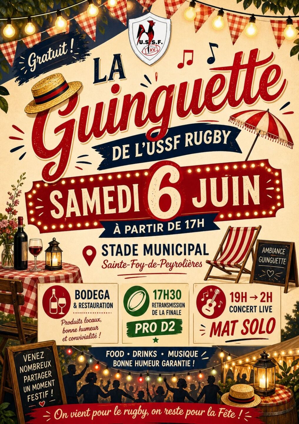 LA GUINGUETTE DE L’USSF RUGBY STADE MUNICIPAL SAINTE-FOY-DE-PEYROLIÈRES Sainte-Foy-de-Peyrolières 2026-06-06