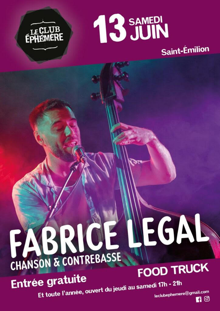 Le Club Éphémère Concert de Fabrice Legal 1 Picon Saint-Émilion 2026-06-13
