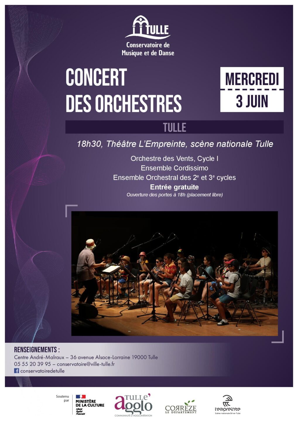 Le Conservatoire de musique et de danse Concert des Orchestres Quai de la République Tulle 2026-06-03