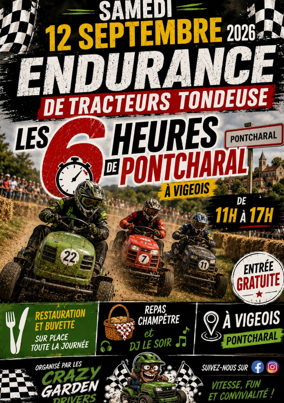 Les 6h de Pontcharal en tracteur tondeuse Lac de Pontcharal Vigeois 2026-09-12