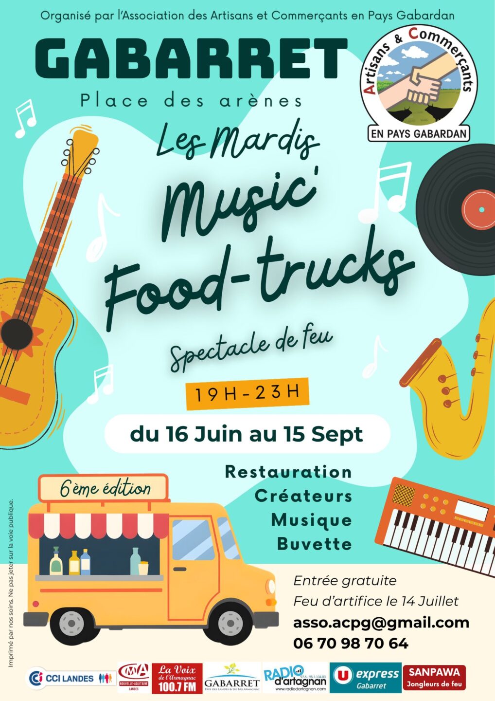 Les mardis Music' & Foodtrucks Placeau des Arènes Gabarret 2026-06-16