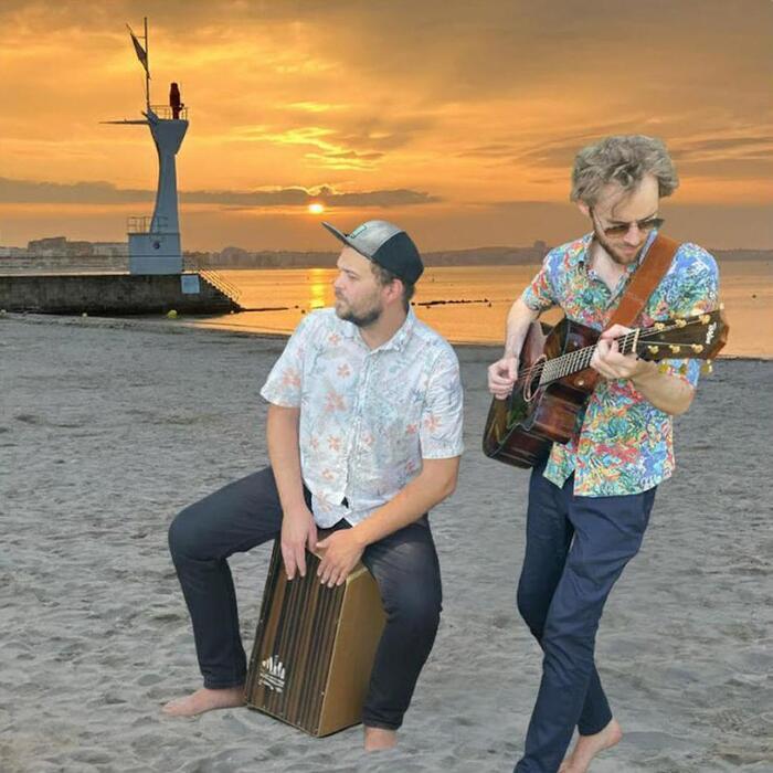 Lever de soleil avec le duo Bumvio, Plage du Nau 44510 Le pouliguen, Le pouliguen
