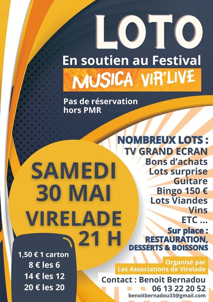 Loto de soutien au Festival Musica Vir’Live, Salle des fêtes Virelade, Virelade