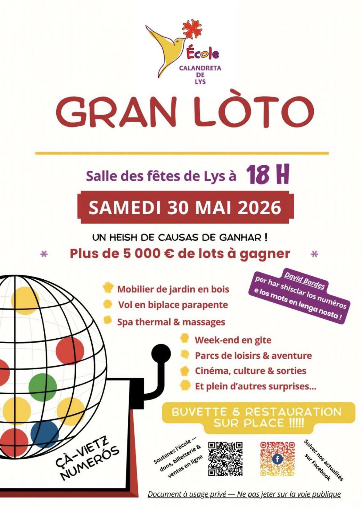 Loto Gran Loto à Lys Salle des fêtes Lys