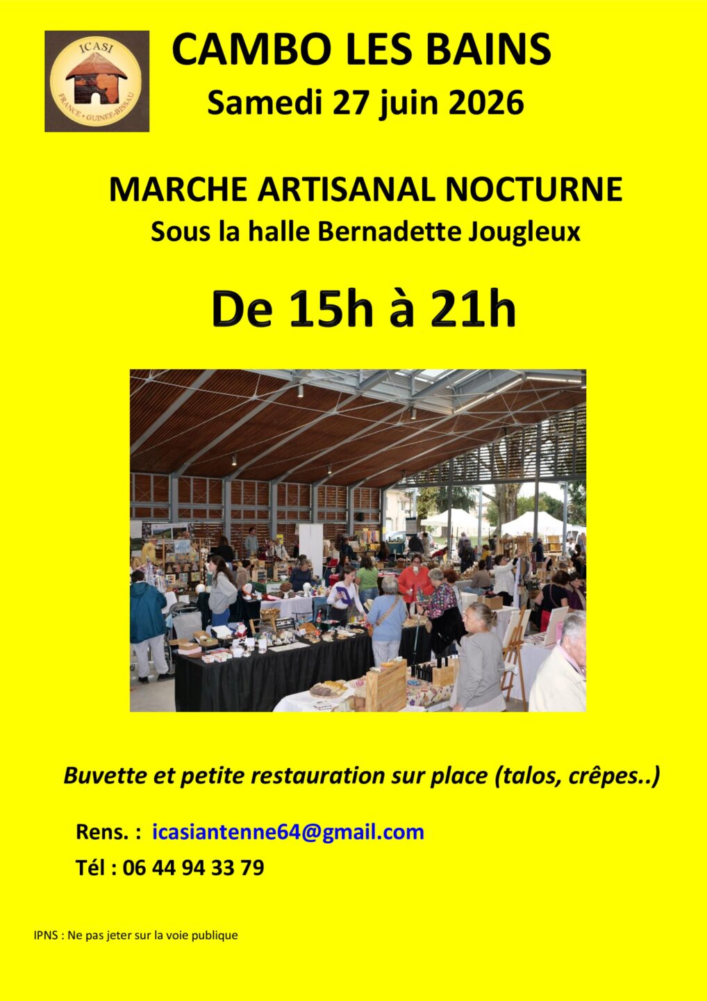 Marché artisanal nocturne Halle Bernadette Jougleux Cambo-les-Bains 2026-06-27