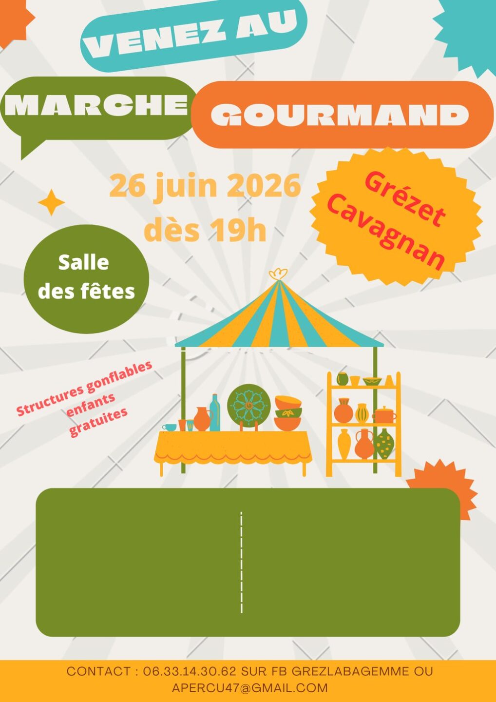 Marché gourmand Le bourg Grézet-Cavagnan 2026-06-26