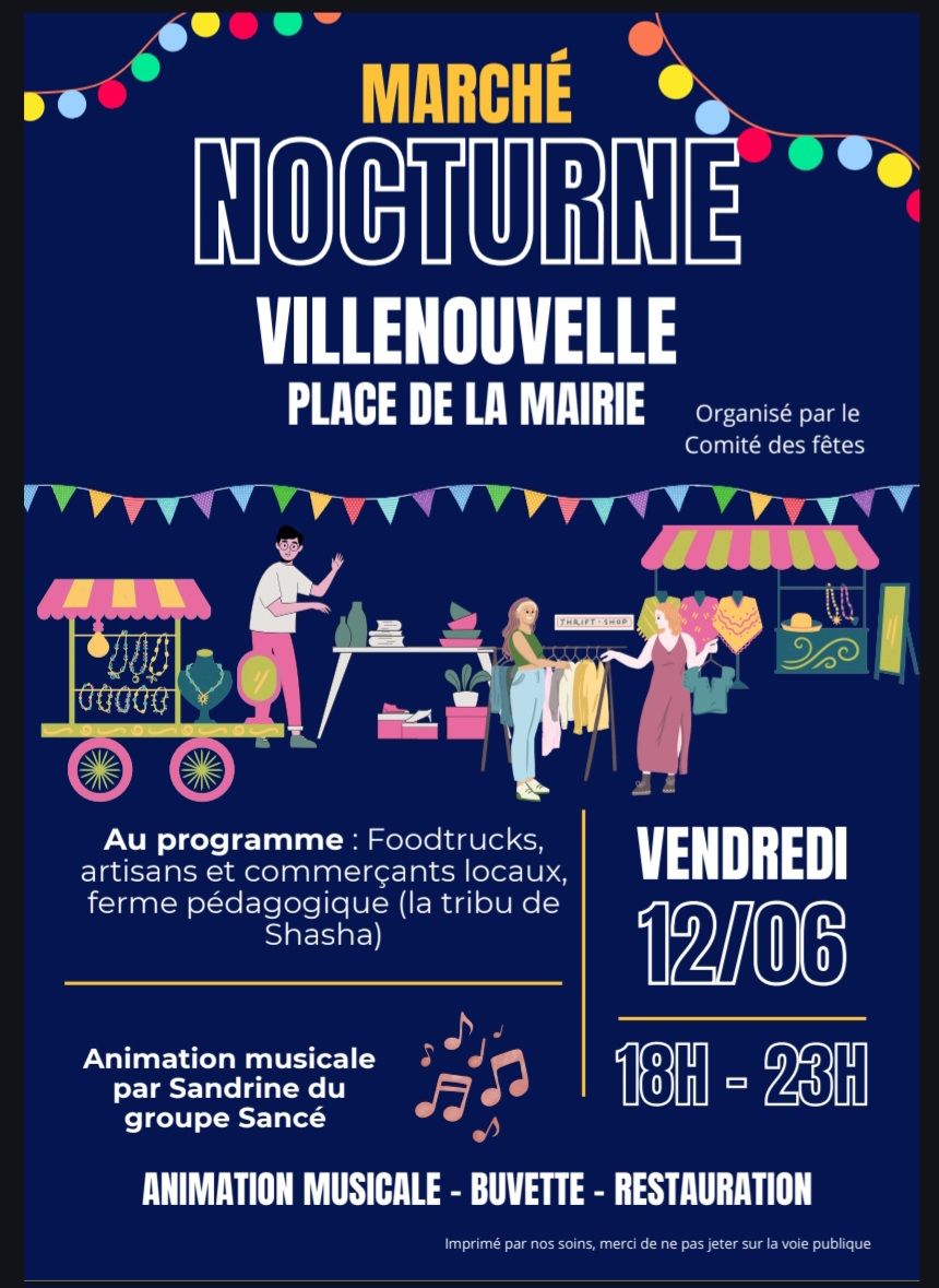 MARCHÉ NOCTURNE À VILLENOUVELLE Place de la Mairie Villenouvelle 2026-06-12