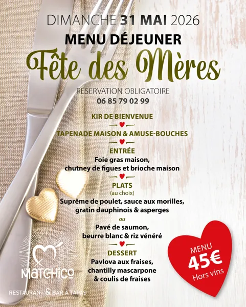 Menu Déjeuner de la Fête des Mères 8 rue des tendes Saint-Affrique 2026-05-31