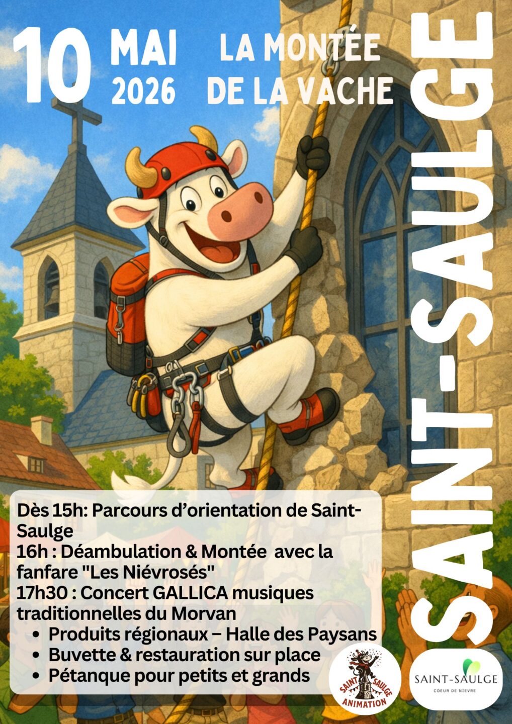 Montée de la vache place de l&rsquo;église Saint-Saulge