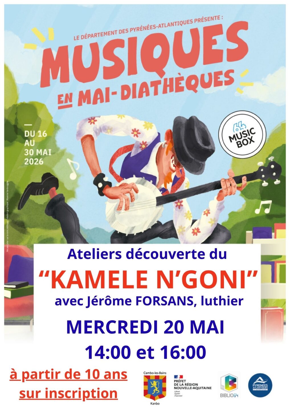 Musiques en mai-diathèques Atelier découverte du Kamele N&rsquo;Goni Médiathèque de Cambo Cambo-les-Bains