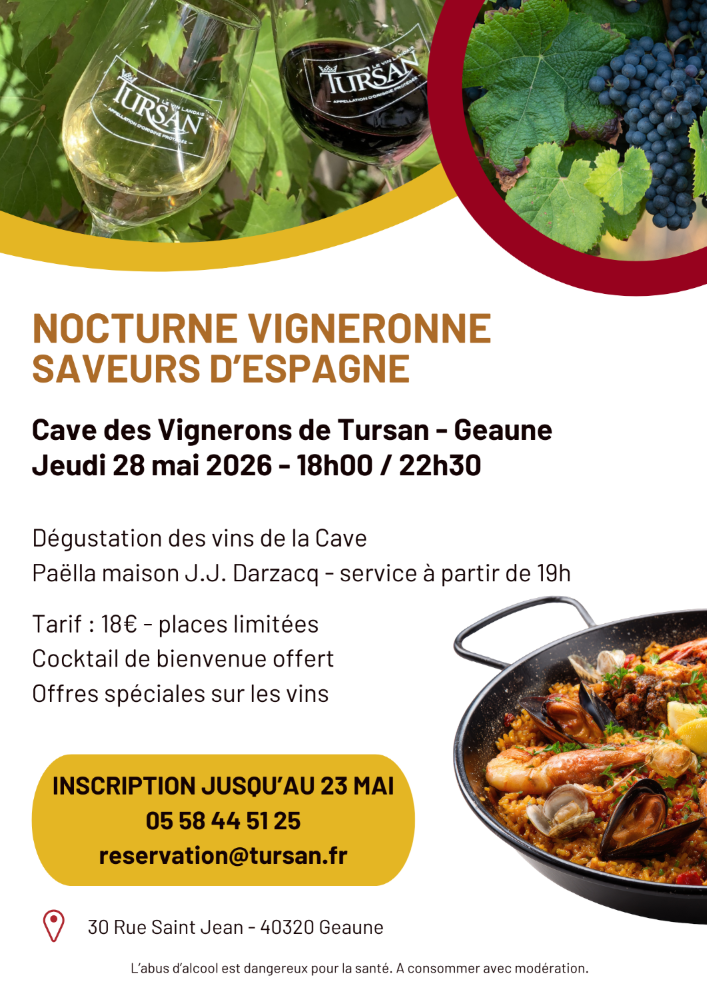 Nocturne vigneronne Saveurs d'Espagne 30 rue Saint-Jean Geaune 2026-05-28