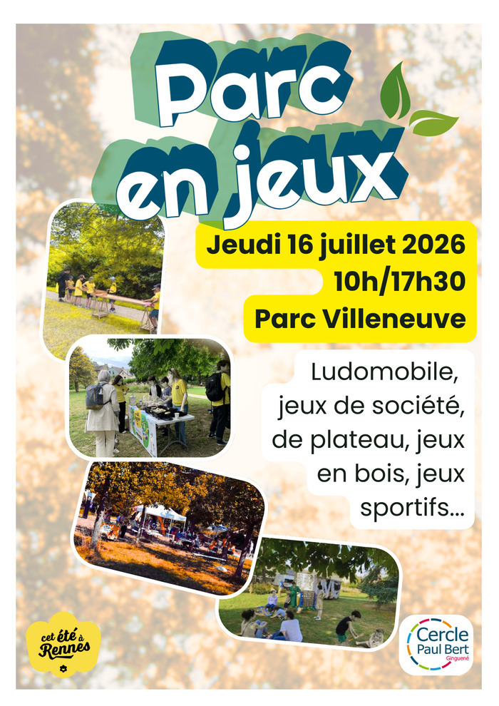 Parc en jeux – 16 juillet 2026 Square de Villeneuve Rennes