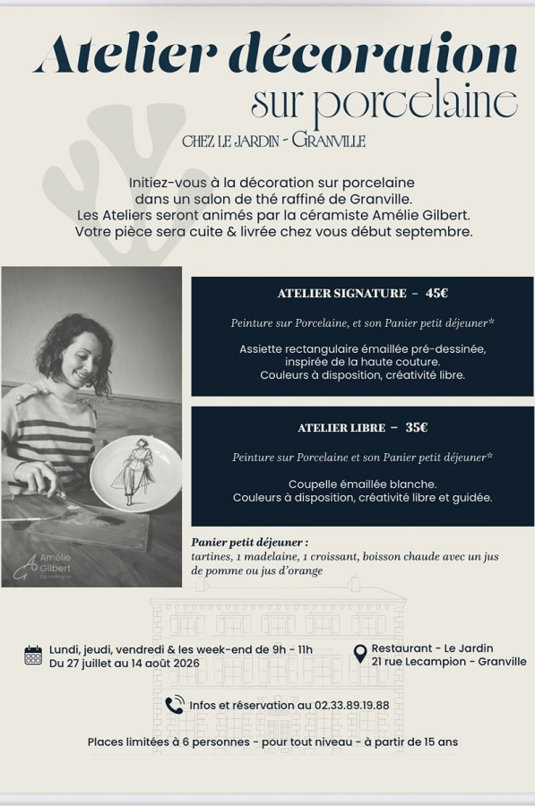 Peinture sur porcelaine Restaurant le Jardin Granville