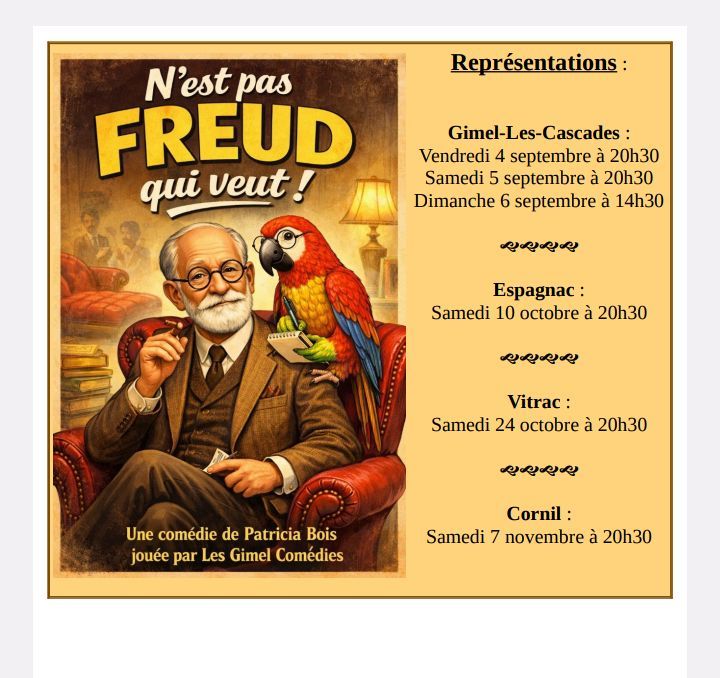 Pièce N'est pas Freud qui veut Espace Culturel Gimel-les-Cascades 2026-09-04
