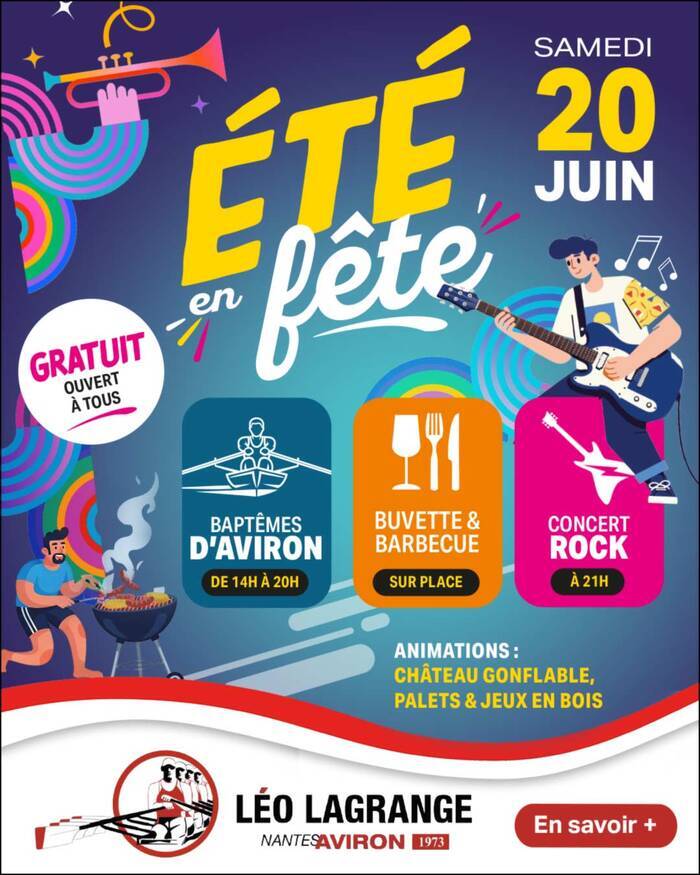 Portes ouvertes à tous et fête du club d'aviron Léo Lagrange Club Léo Lagrange Nantes Aviron Nantes